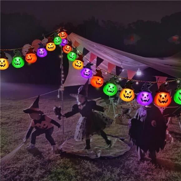 Upgraded Battery Operated Halloween Pumpkin Lights, 30 LED, 8 Modes, Waterproof - Picture 4 of 7